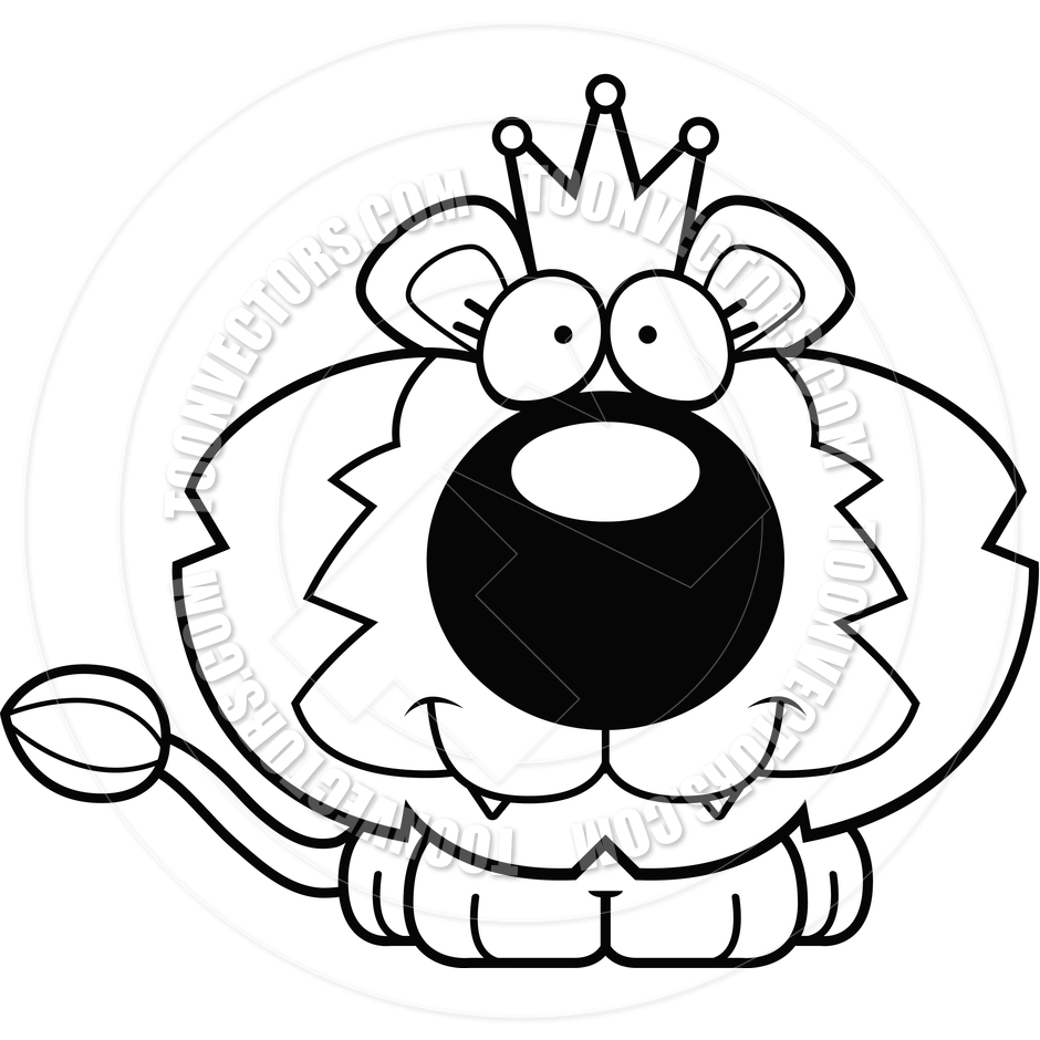 940x940 Cartoon Lion King Smiling (Black And White Line Art) By Cory