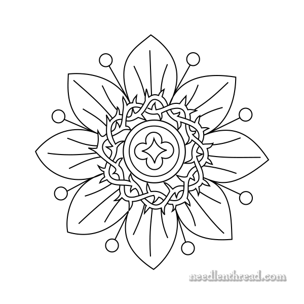 600x600 Small Passion Flower Free Hand Embroidery Pattern
