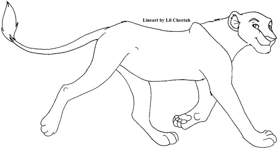 900x480 Running Lioness Lineart By Lil Cheetah