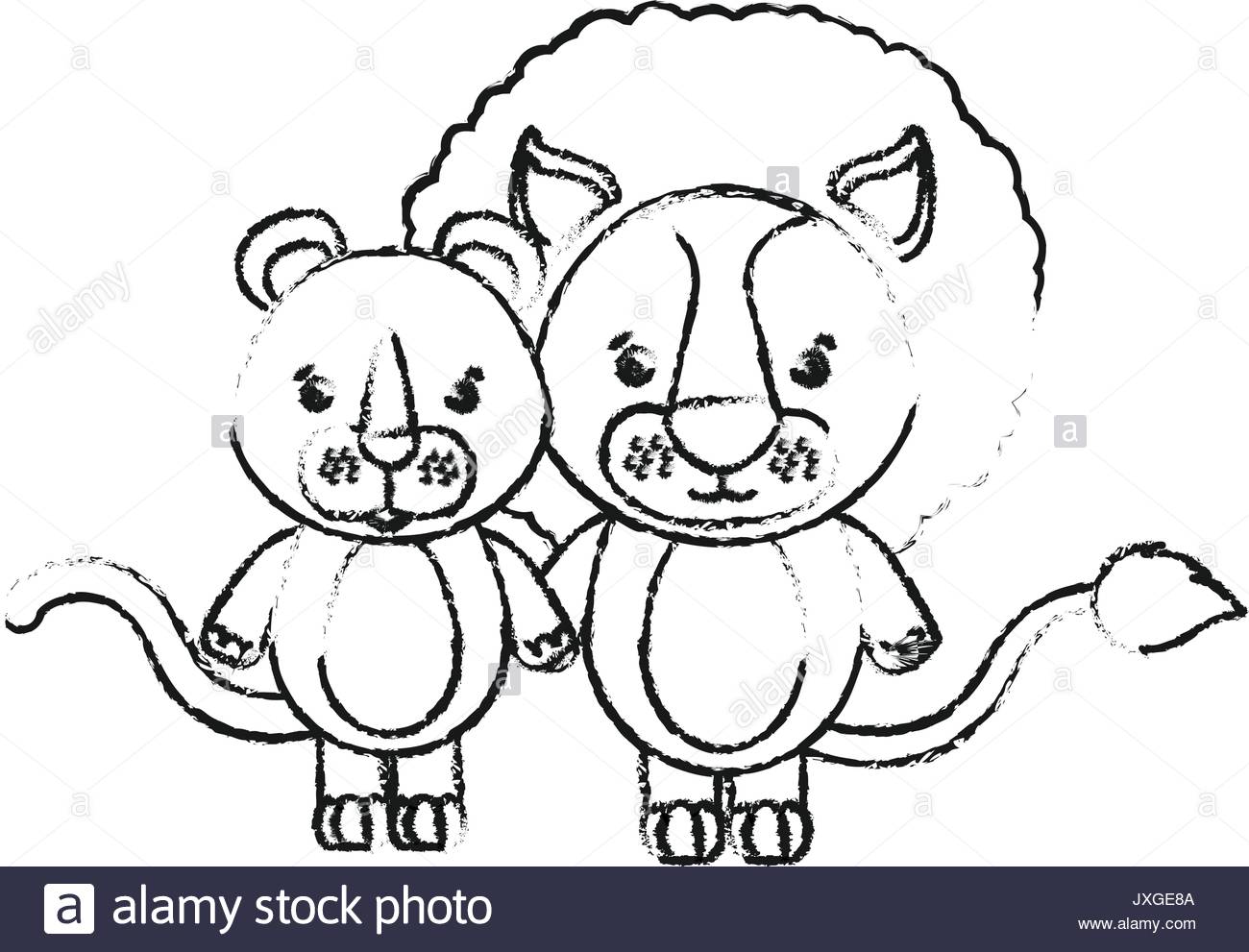 1300x991 Blurred Silhouette Caricature Couple Cute Lion And Lioness Animals