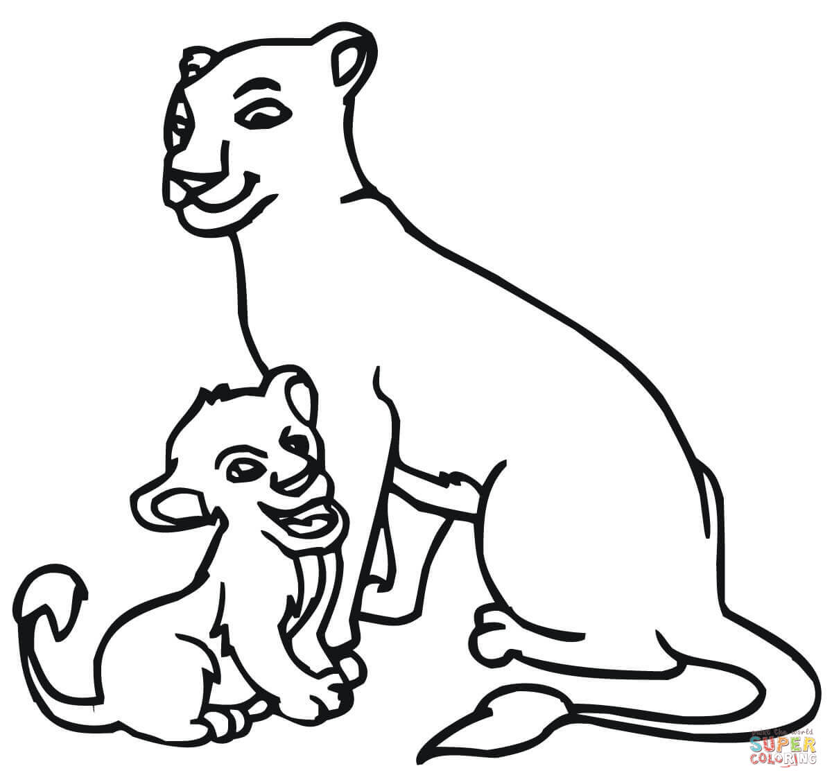 1200x1128 Baby Lion And Lioness Coloring Page Free Printable Coloring Pages