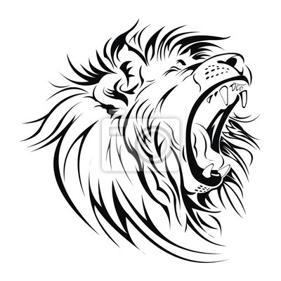 400x400 Lion Face Roaring Drawing