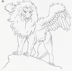 302x298 Drawn Lion Wing Sketch