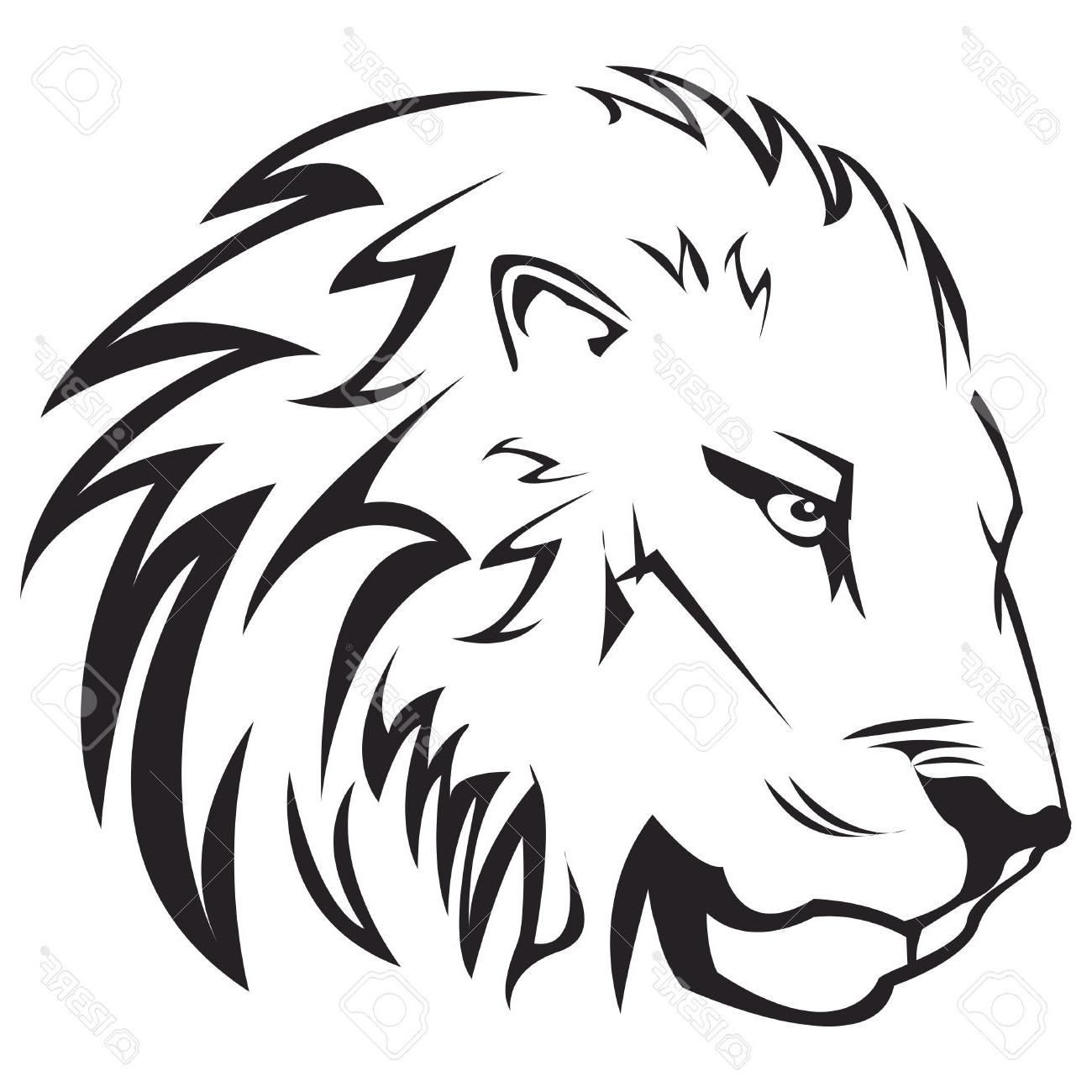 1300x1300 Best Vector Illustration Of Lion Head Outline Stock Tattoo Design