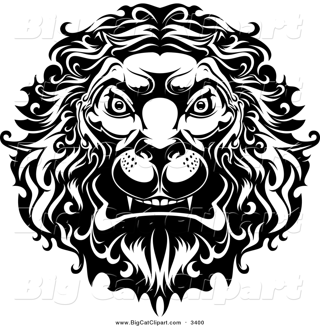 1024x1044 Big Cat Vector Clipart Of Blacknd Whitengry Lion Head