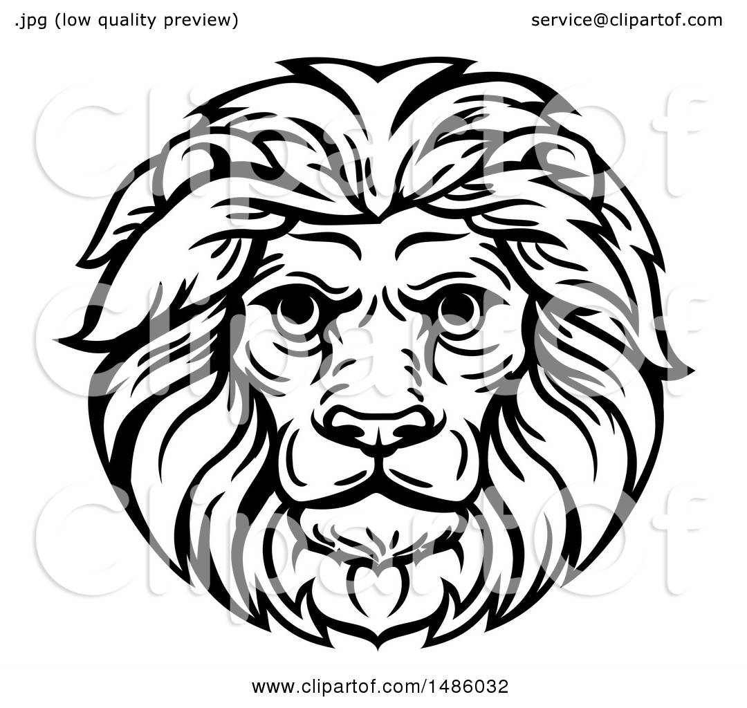 1080x1024 Clipart Of A Black And White Male Lion Head Mascot