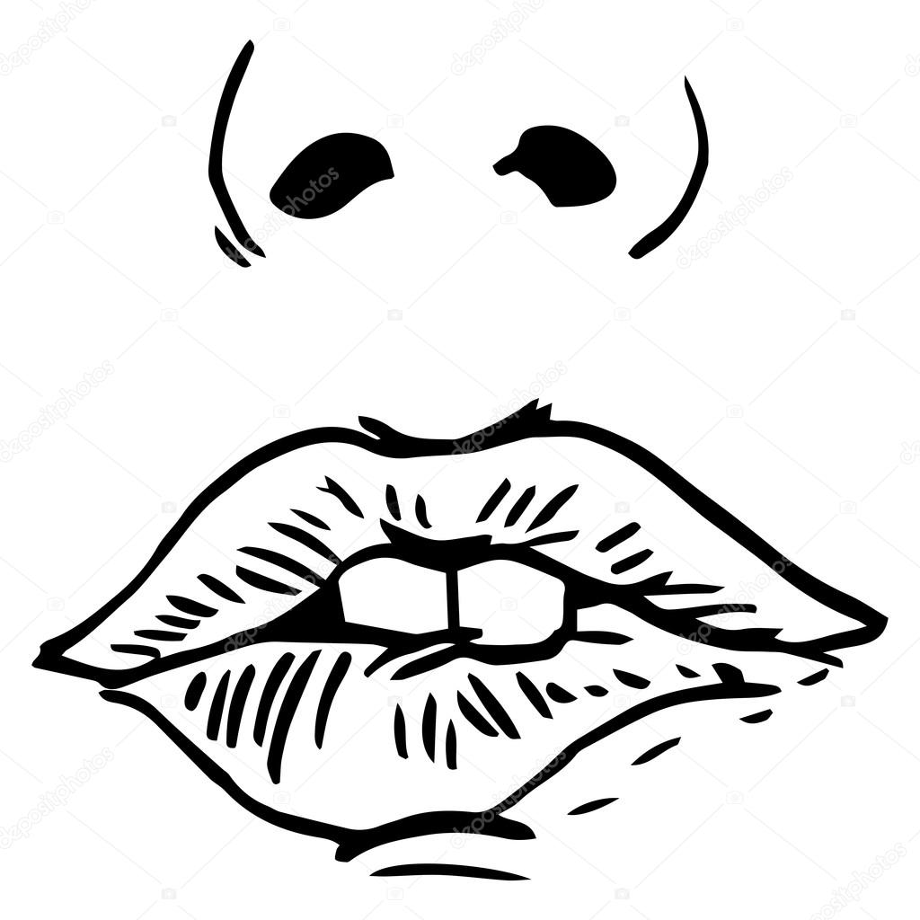 1024x1024 Fashion Vector Hand Drawn Female Lips Stock Vector Takhmet