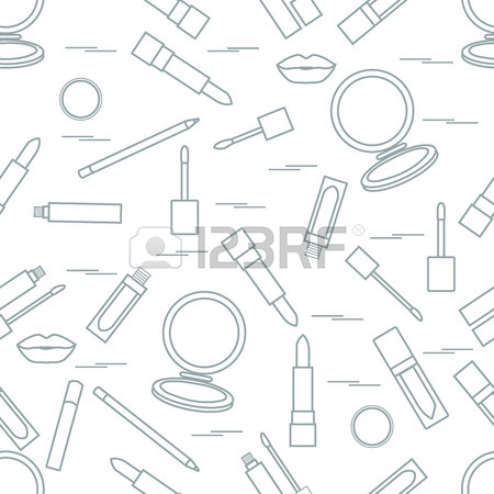 450x450 Seamless Pattern Of Different Lip Make Up Tools. Illustration