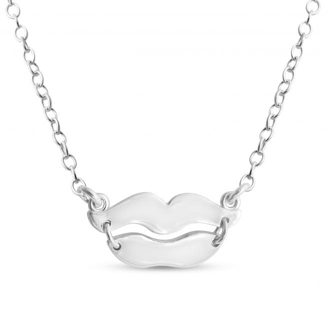 650x650 Gold Plated Necklace Kissing Lips