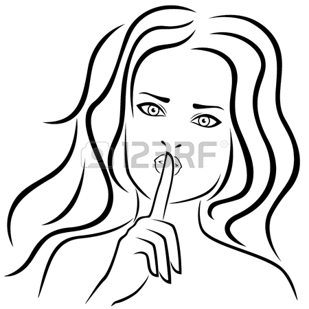 450x450 Abstract Young Women Gesticulated With Her Finger At Lips, Hand