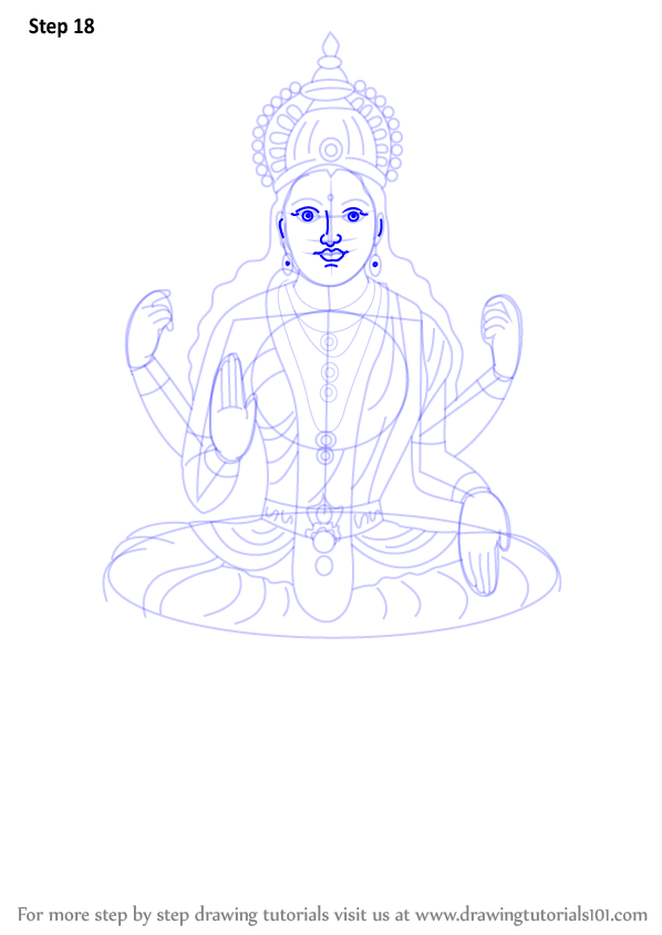 598x844 Learn How To Draw Lakshmi Mata (Hinduism) Step By Step Drawing