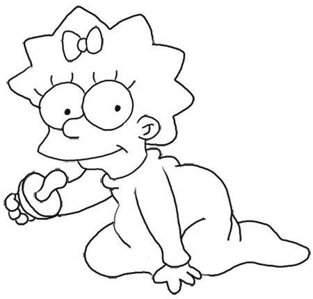 450x431 How To Draw Maggie Simpson From The Simpsons Step By Step