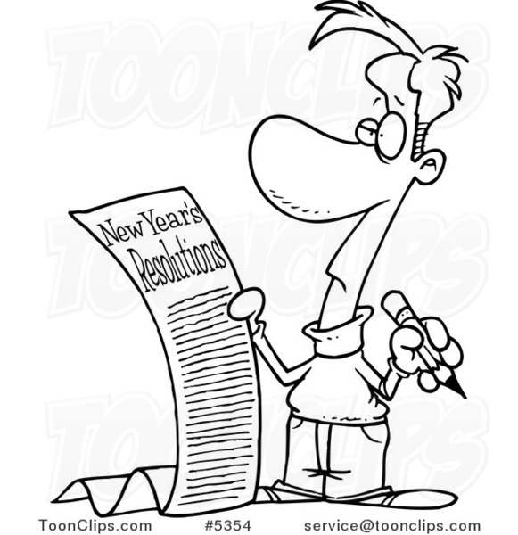 581x600 Cartoon Black And White Line Drawing A Guy With A Long List