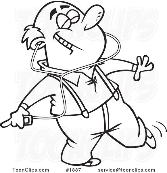 581x600 Cartoon Black White Line Drawing Of A Happy Guy Dancing