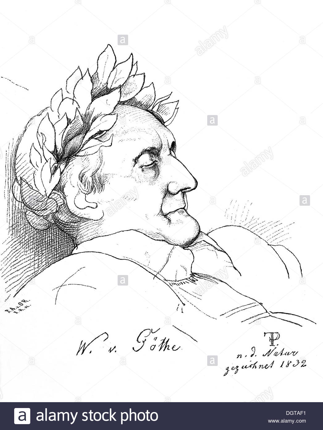 1046x1390 Goethe In Death, Historical Illustration In Deutsche Stock Photo