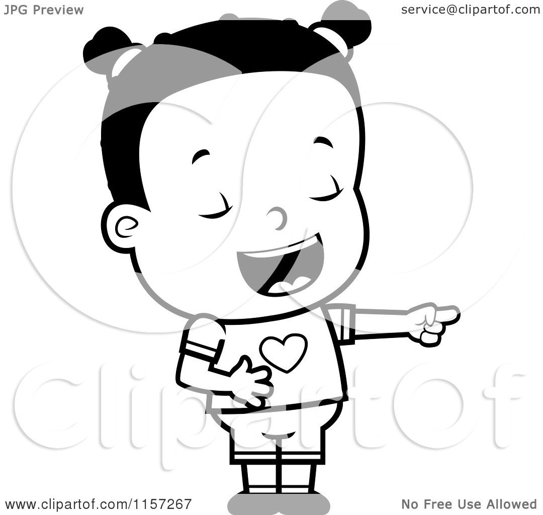 1080x1024 Cartoon Clipart Of A Black And White Little Black Girl Pointing