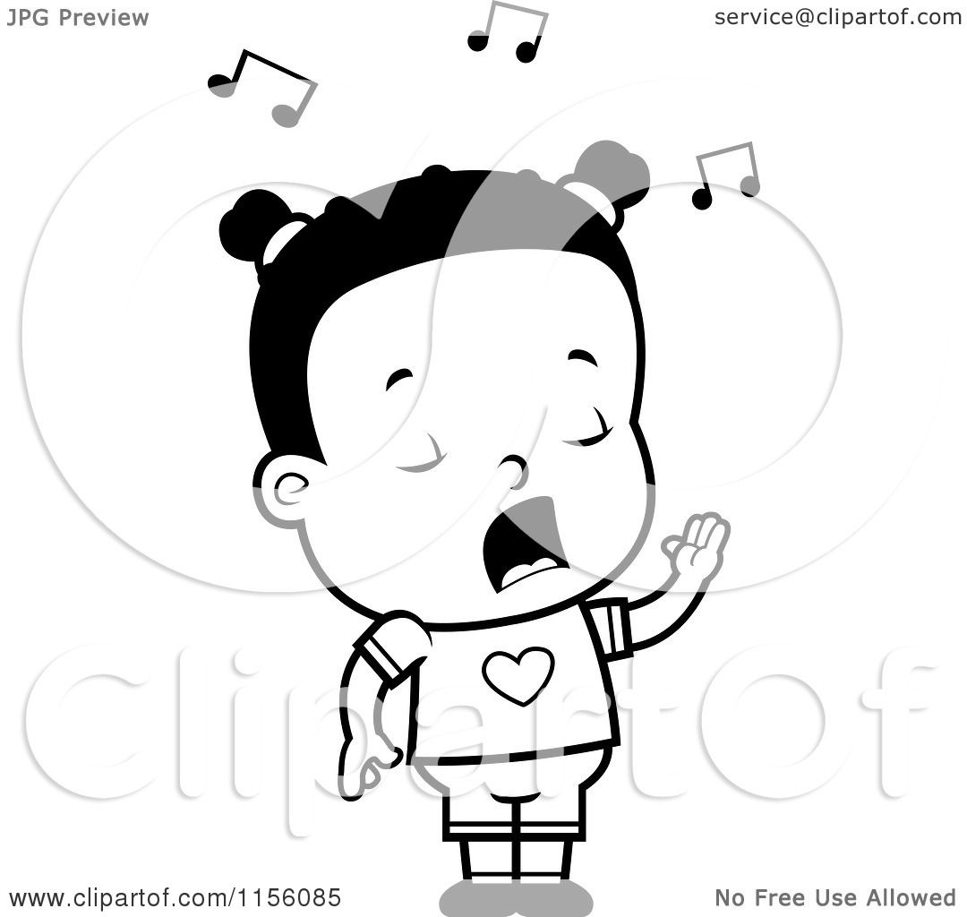 1080x1024 Cartoon Clipart Of A Black And White Little Black Girl Singing