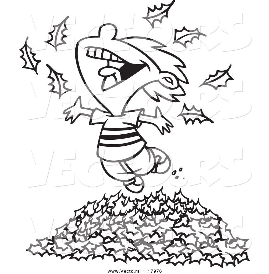 1024x1044 Vector Of A Cartoon Little Boy Playing In Leaves