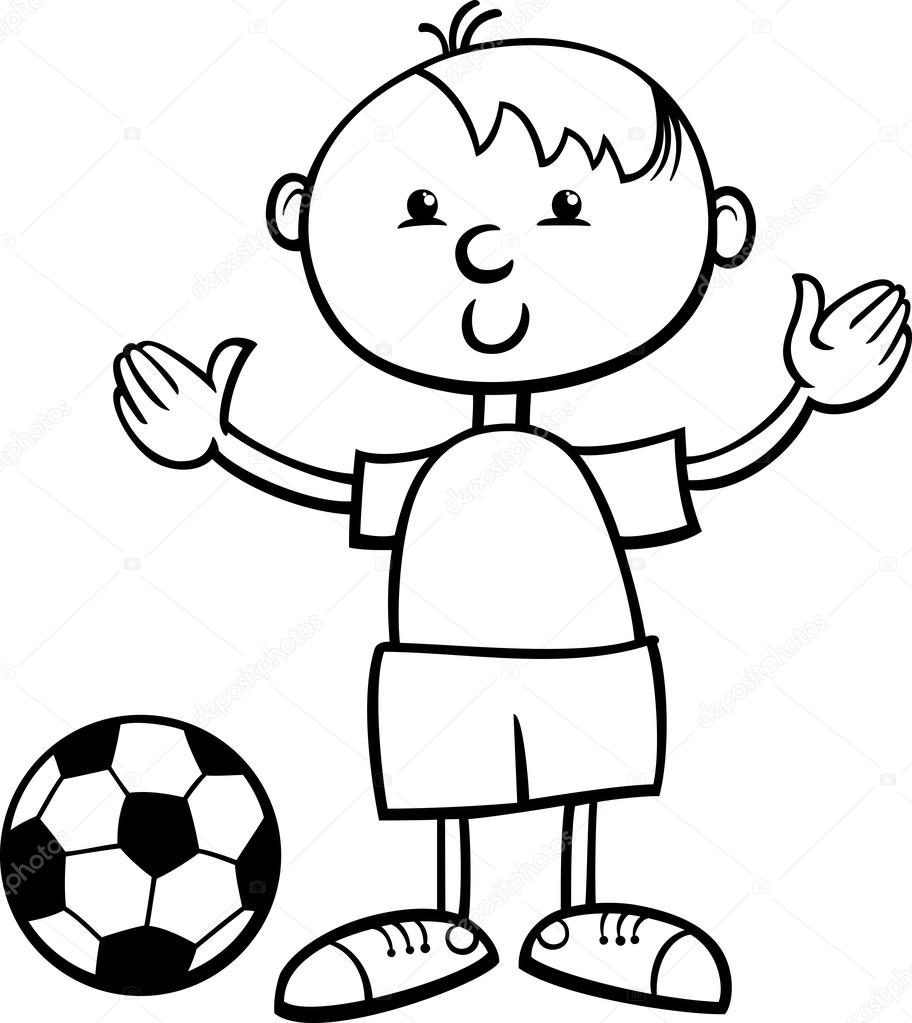 912x1023 Boy With Ball Cartoon Coloring Page Stock Vector Izakowski