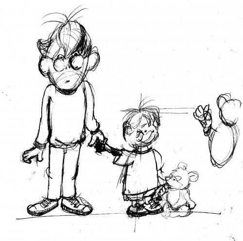 500x496 Sketch Father Little Boy By Neudecker Media Amp Culture Cartoon