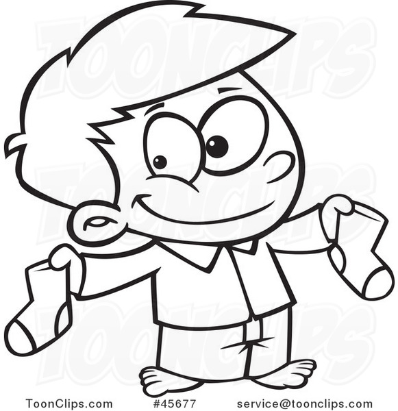 581x600 Cartoon Black And White Happy Little Boy Holding Up Christmas