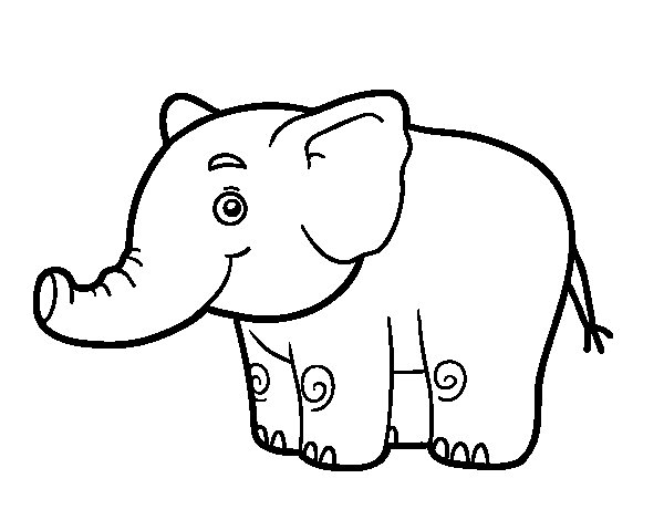600x470 A Little Elephant Coloring Page