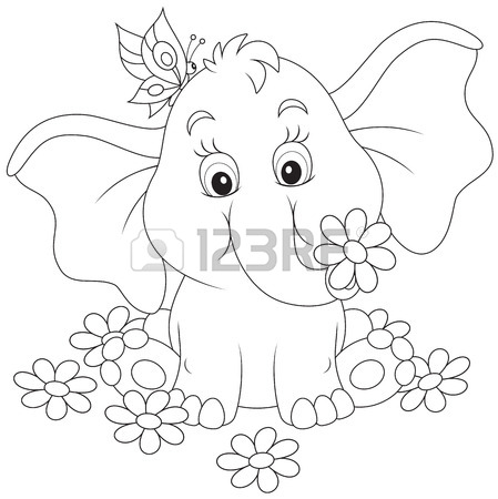 449x450 Little Elephant With Flowers Royalty Free Cliparts, Vectors,