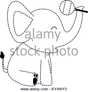 305x320 Cute Little Elephant With Jingle Bell Vector Illustration Design