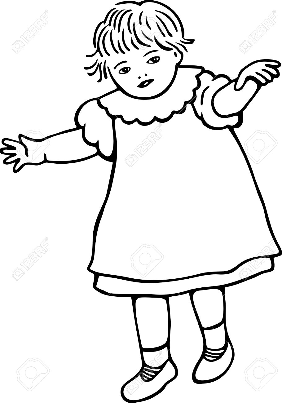 910x1300 Simple Drawing Of Little Girl Simple Black And White Line Drawing