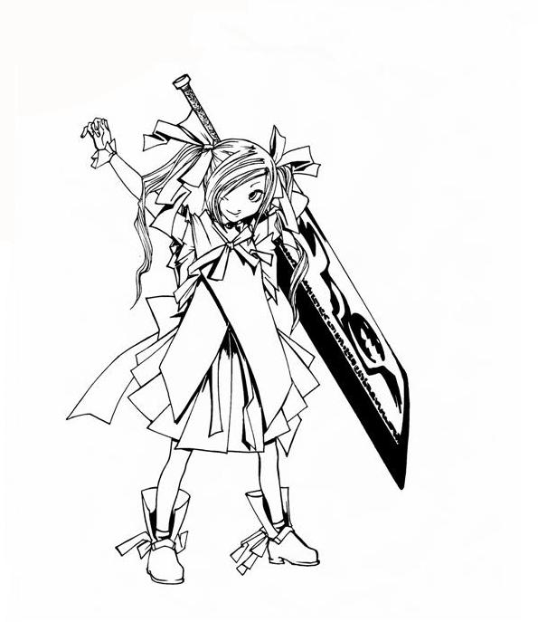 595x687 Little Girl With Big Sword By Buta0309