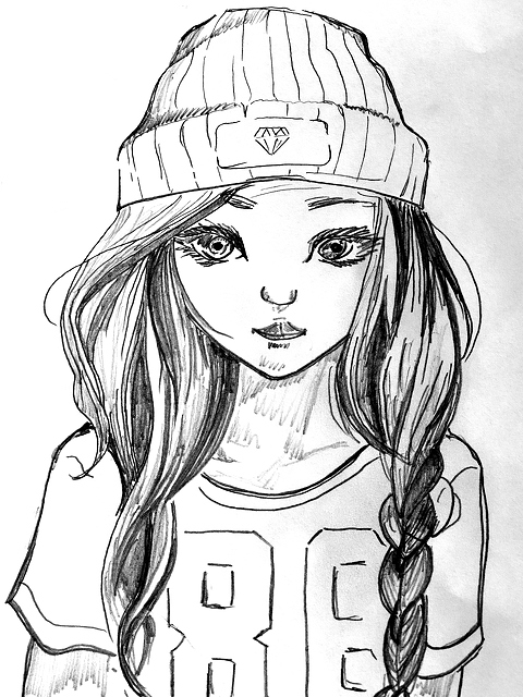 480x640 Drawing Young Girl Public Domain Free Photos For Download