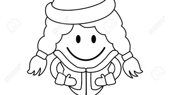 570x320 Simple Drawing Of Little Girl Cute Little Girl In Winter Clothes