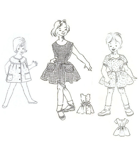 570x608 Lot Of 3 1950s Little Girls Dress Sewing Patterns By Willynillyart