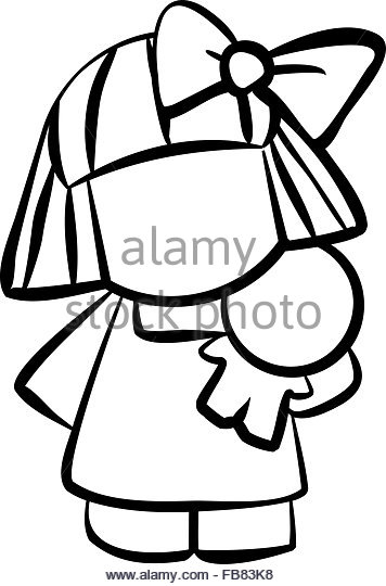 356x540 Cute Little Girl Outline Drawing Black And White Stock Photos