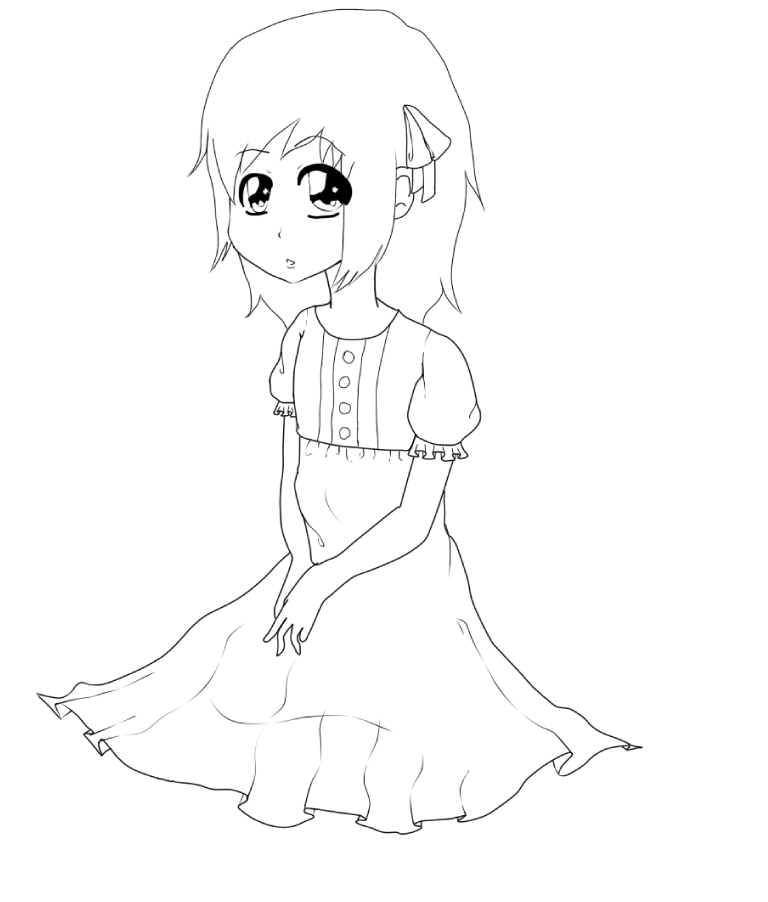768x902 Little Girl Lineart By Kitkithidan27
