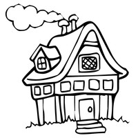 200x200 Little House Coloring Page