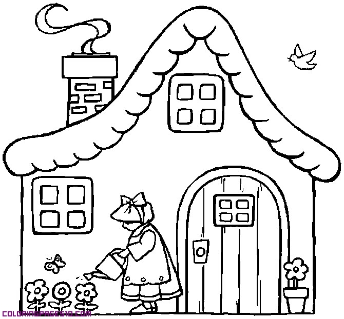 670x622 A Little House For Coloring