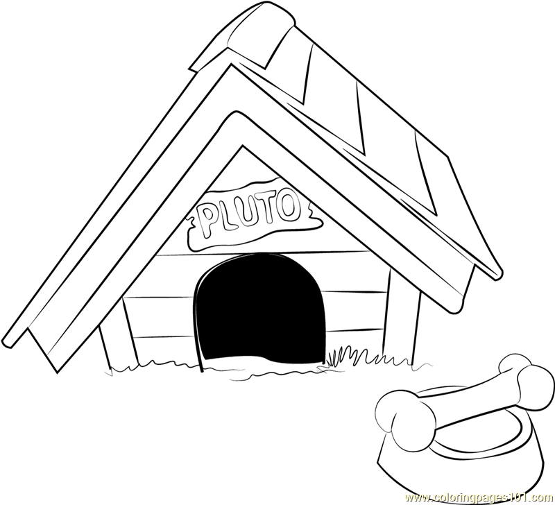 800x728 Pluto Dog House Coloring Page