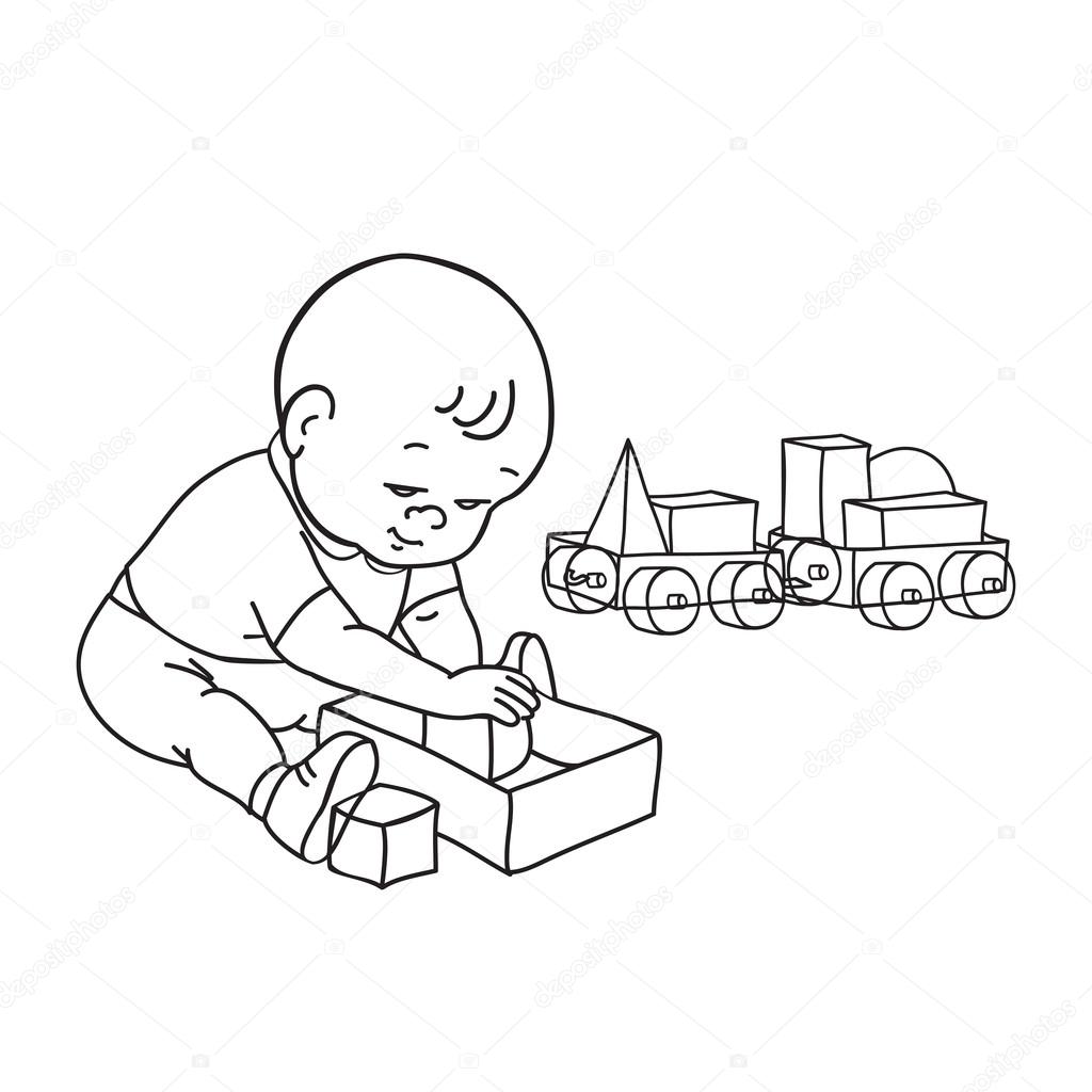 1024x1024 Little Lovely Baby Boy Playing Toys. Kid Plays