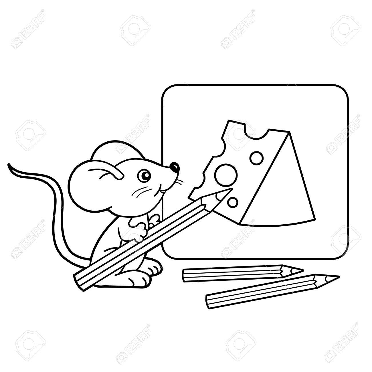 1300x1300 Coloring Page Outline Of Cartoon Little Mouse Pencils