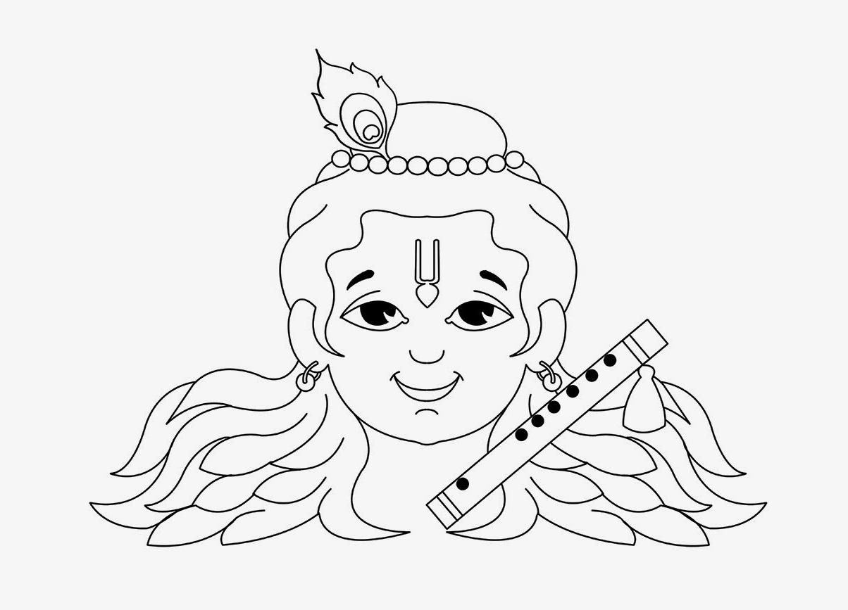 1204x867 Lord Krishna Drawings Simple For Kids