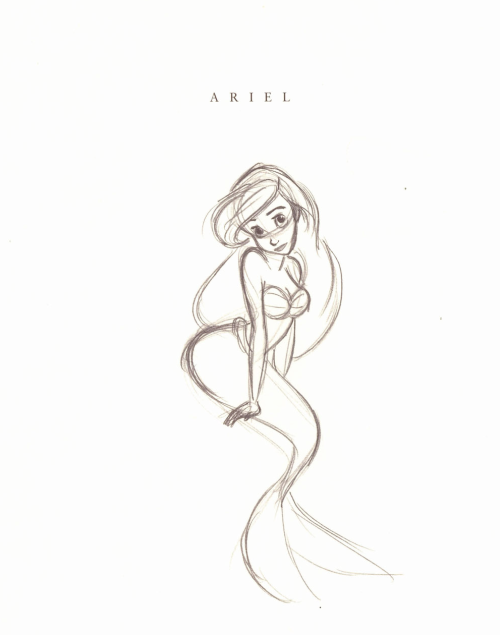500x635 Ariel Sketch From Disney's Little Mermaid The Sketchbooks
