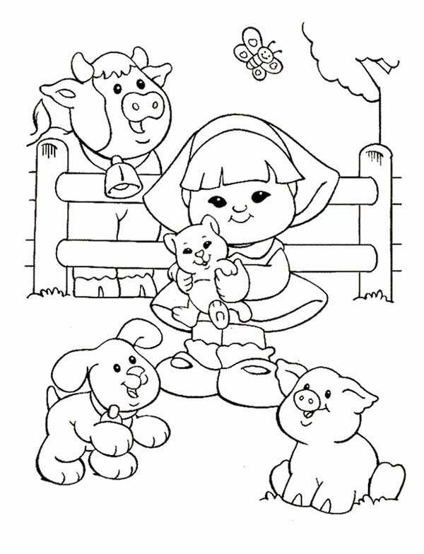 600x784 Little People With Animals Barn Coloring Pages Batch Coloring
