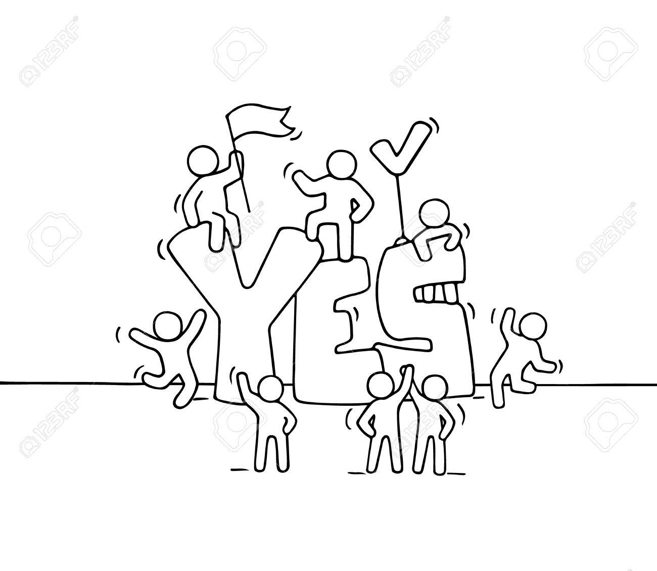 1300x1130 Sketch Of Little People With Big Word Yes. Doodle Cute Miniature