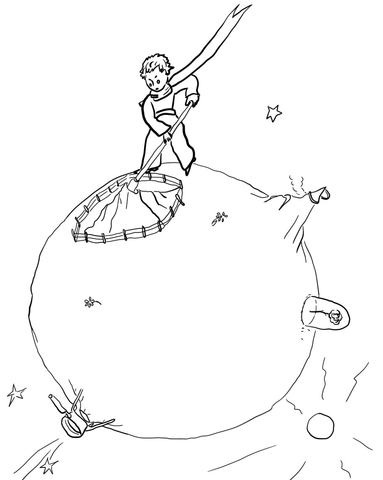 383x480 Little Prince Cleaning Volcanoes Coloring Page Free Printable