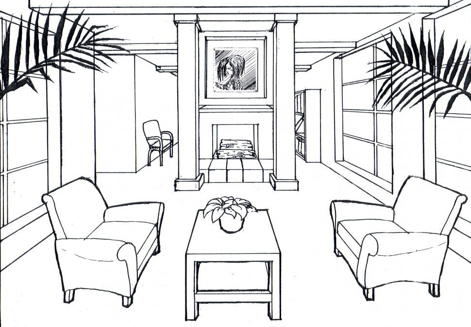 970x674 Living Room Drawing