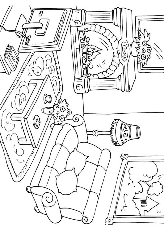 531x750 Coloring Page Living Room