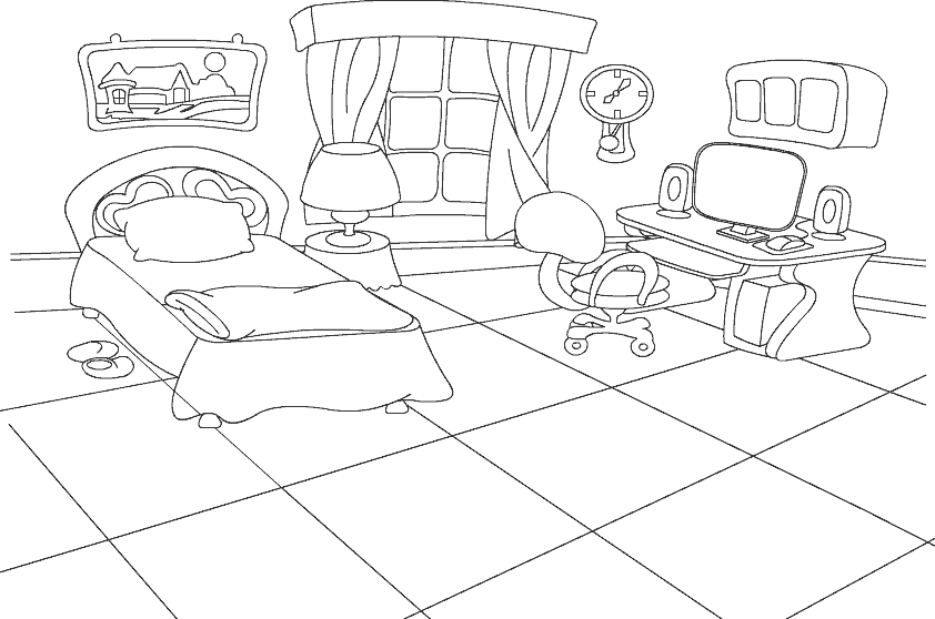 842x558 Bedroom Drawing For Kids