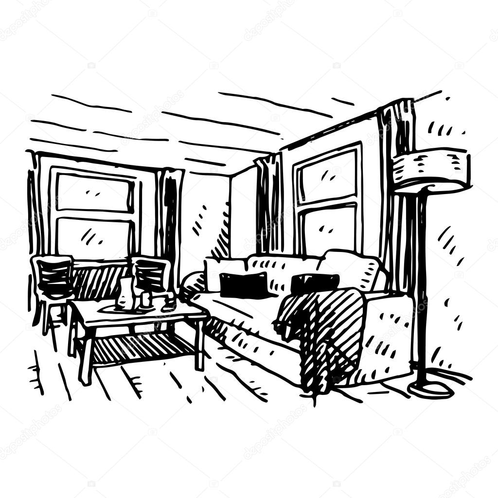 1024x1024 Living Room Clipart Pencil Sketch