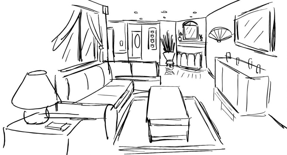 Living Room Perspective Drawing at GetDrawings | Free download